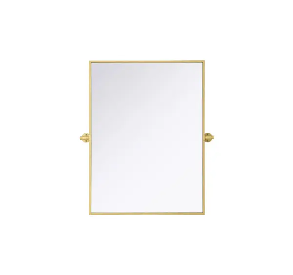 Upgrade your space with a modern pivot mirror that offers both form and function. Featuring an adjustable 8-degree tilt, this mirror allows you to customize your viewing angle for convenience and style. The iron frame with MDF backing ensures durability, while the hand-painted finish—available in black, silver, and brass—adds a touch of sophistication. Designed for versatility, this rectangular mirror can be mounted vertically or horizontally, making it the perfect fit for bathrooms, bedrooms, offices, and more. Its slim metal frame provides a sleek, contemporary aesthetic that blends seamlessly into various design styles. With included mounting brackets and screws, installation is simple and secure, giving your space an instant refresh. Whether you're getting ready for the day or enhancing your home décor, this pivot mirror delivers both style and practicality. Collection: Amoura Rooms: Bathroom Finish: Brass Width: 24.00" Height: 32.00" Weight: 17.00 lb Extension from Wall: 3.00" Material: Iron and MDF Country of Origin: China Safety Rating: Damp Manufacturer Warranty: 1 year limited