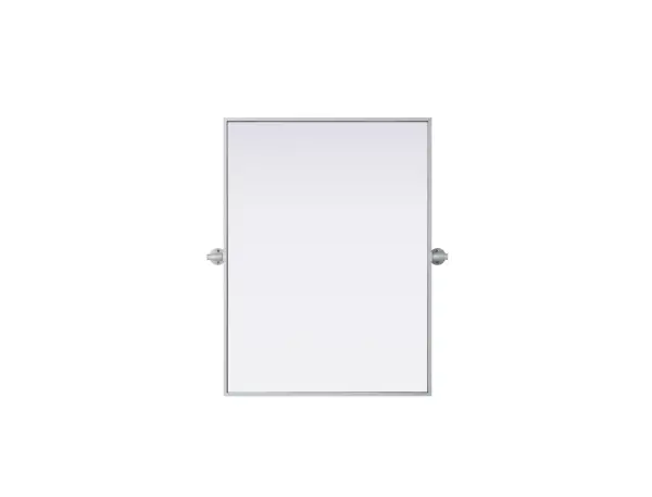 Upgrade your space with a modern pivot mirror that offers both form and function. Featuring an adjustable 8-degree tilt, this mirror allows you to customize your viewing angle for convenience and style. The iron frame with MDF backing ensures durability, while the hand-painted finish—available in black, silver, and brass—adds a touch of sophistication. Designed for versatility, this rectangular mirror can be mounted vertically or horizontally, making it the perfect fit for bathrooms, bedrooms, offices, and more. Its slim metal frame provides a sleek, contemporary aesthetic that blends seamlessly into various design styles. With included mounting brackets and screws, installation is simple and secure, giving your space an instant refresh. Whether you're getting ready for the day or enhancing your home décor, this pivot mirror delivers both style and practicality. Collection: Amoura Rooms: Bathroom Finish: Silver Width: 24.00" Height: 32.00" Weight: 17.00 lb Extension from Wall: 3.00" Material: Iron and MDF Country of Origin: China Safety Rating: Damp Manufacturer Warranty: 1 year limited