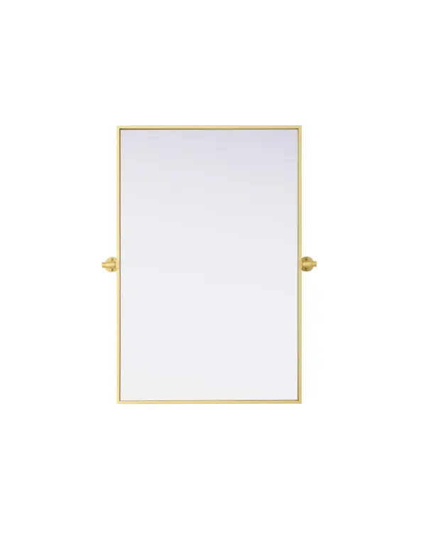 Upgrade your space with a modern pivot mirror that offers both form and function. Featuring an adjustable 8-degree tilt, this mirror allows you to customize your viewing angle for convenience and style. The iron frame with MDF backing ensures durability, while the hand-painted finish—available in black, silver, and brass—adds a touch of sophistication. Designed for versatility, this rectangular mirror can be mounted vertically or horizontally, making it the perfect fit for bathrooms, bedrooms, offices, and more. Its slim metal frame provides a sleek, contemporary aesthetic that blends seamlessly into various design styles. With included mounting brackets and screws, installation is simple and secure, giving your space an instant refresh. Whether you're getting ready for the day or enhancing your home décor, this pivot mirror delivers both style and practicality. Collection: Amoura Rooms: Bathroom Finish: Brass Width: 24.00" Height: 36.00" Weight: 20.00 lb Extension from Wall: 3.00" Material: Iron and MDF Country of Origin: China Safety Rating: Damp Manufacturer Warranty: 1 year limited