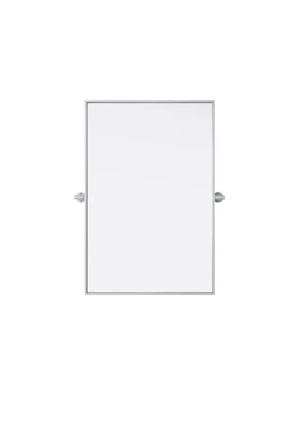 Upgrade your space with a modern pivot mirror that offers both form and function. Featuring an adjustable 8-degree tilt, this mirror allows you to customize your viewing angle for convenience and style. The iron frame with MDF backing ensures durability, while the hand-painted finish—available in black, silver, and brass—adds a touch of sophistication. Designed for versatility, this rectangular mirror can be mounted vertically or horizontally, making it the perfect fit for bathrooms, bedrooms, offices, and more. Its slim metal frame provides a sleek, contemporary aesthetic that blends seamlessly into various design styles. With included mounting brackets and screws, installation is simple and secure, giving your space an instant refresh. Whether you're getting ready for the day or enhancing your home décor, this pivot mirror delivers both style and practicality. Collection: Amoura Rooms: Bathroom Finish: Silver Width: 24.00" Height: 36.00" Weight: 20.00 lb Extension from Wall: 3.00" Material: Iron and MDF Country of Origin: China Safety Rating: Damp Manufacturer Warranty: 1 year limited