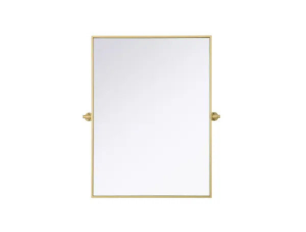 Upgrade your space with a modern pivot mirror that offers both form and function. Featuring an adjustable 8-degree tilt, this mirror allows you to customize your viewing angle for convenience and style. The iron frame with MDF backing ensures durability, while the hand-painted finish—available in black, silver, and brass—adds a touch of sophistication. Designed for versatility, this rectangular mirror can be mounted vertically or horizontally, making it the perfect fit for bathrooms, bedrooms, offices, and more. Its slim metal frame provides a sleek, contemporary aesthetic that blends seamlessly into various design styles. With included mounting brackets and screws, installation is simple and secure, giving your space an instant refresh. Whether you're getting ready for the day or enhancing your home décor, this pivot mirror delivers both style and practicality. Collection: Amoura Rooms: Bathroom Finish: Brass Width: 27.00" Height: 36.00" Weight: 22.00 lb Extension from Wall: 3.00" Material: Iron and MDF Country of Origin: China Safety Rating: Damp Manufacturer Warranty: 1 year limited