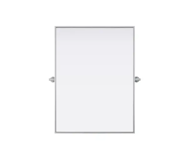Upgrade your space with a modern pivot mirror that offers both form and function. Featuring an adjustable 8-degree tilt, this mirror allows you to customize your viewing angle for convenience and style. The iron frame with MDF backing ensures durability, while the hand-painted finish—available in black, silver, and brass—adds a touch of sophistication. Designed for versatility, this rectangular mirror can be mounted vertically or horizontally, making it the perfect fit for bathrooms, bedrooms, offices, and more. Its slim metal frame provides a sleek, contemporary aesthetic that blends seamlessly into various design styles. With included mounting brackets and screws, installation is simple and secure, giving your space an instant refresh. Whether you're getting ready for the day or enhancing your home décor, this pivot mirror delivers both style and practicality. Collection: Amoura Rooms: Bathroom Finish: Silver Width: 27.00" Height: 36.00" Weight: 22.00 lb Extension from Wall: 3.00" Material: Iron and MDF Country of Origin: China Safety Rating: Damp Manufacturer Warranty: 1 year limited