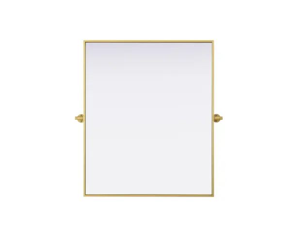 Upgrade your space with a modern pivot mirror that offers both form and function. Featuring an adjustable 8-degree tilt, this mirror allows you to customize your viewing angle for convenience and style. The iron frame with MDF backing ensures durability, while the hand-painted finish—available in black, silver, and brass—adds a touch of sophistication. Designed for versatility, this rectangular mirror can be mounted vertically or horizontally, making it the perfect fit for bathrooms, bedrooms, offices, and more. Its slim metal frame provides a sleek, contemporary aesthetic that blends seamlessly into various design styles. With included mounting brackets and screws, installation is simple and secure, giving your space an instant refresh. Whether you're getting ready for the day or enhancing your home décor, this pivot mirror delivers both style and practicality. Collection: Amoura Rooms: Bathroom Finish: Brass Width: 30.00" Height: 36.00" Weight: 24.00 lb Extension from Wall: 3.00" Material: Iron and MDF Country of Origin: China Safety Rating: Damp Manufacturer Warranty: 1 year limited
