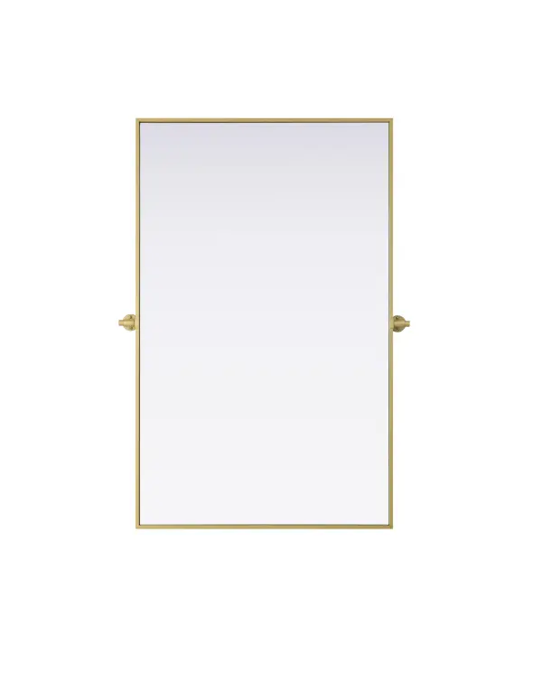Upgrade your space with a modern pivot mirror that offers both form and function. Featuring an adjustable 8-degree tilt, this mirror allows you to customize your viewing angle for convenience and style. The iron frame with MDF backing ensures durability, while the hand-painted finish—available in black, silver, and brass—adds a touch of sophistication. Designed for versatility, this rectangular mirror can be mounted vertically or horizontally, making it the perfect fit for bathrooms, bedrooms, offices, and more. Its slim metal frame provides a sleek, contemporary aesthetic that blends seamlessly into various design styles. With included mounting brackets and screws, installation is simple and secure, giving your space an instant refresh. Whether you're getting ready for the day or enhancing your home décor, this pivot mirror delivers both style and practicality. Collection: Amoura Rooms: Bathroom Finish: Brass Width: 48.00" Height: 30.00" Weight: 30.00 lb Extension from Wall: 3.00" Material: Iron and MDF Country of Origin: China Safety Rating: Damp Manufacturer Warranty: 1 year limited