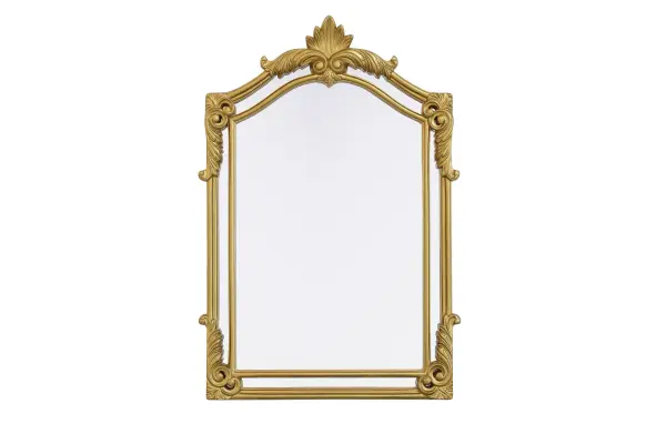 Bring the charm of a bygone era into your home with this ornate gold mirror, a true reflection of craftsmanship and timeless design. Featuring a hand-painted gold leaf finish, this mirror radiates warmth and sophistication, accentuating its intricate scrollwork and sculpted flourishes. Crafted from resin and MDF, the frame boasts ornamental detailing, reminiscent of European baroque and rococo influences. Designed for both practicality and artistry, this mirror comes with two inset metal hangers, making it easy to mount securely on any wall. Available in multiple sizes, it adapts effortlessly to different spaces—whether as a grand statement in an entryway, a luxurious focal point in a living room, or an ornate touch above a dressing table or fireplace. The gold leaf finish gives this mirror an antique-inspired glow, making it a perfect complement to traditional, vintage, and even eclectic interiors. Whether you're curating a Parisian-inspired bedroom or enhancing a classic hallway, this mirror brings a sense of grandeur and refinement to any setting. Collection: Madeline Rooms: Bathroom Finish: gold leaf Width: 28.50" Height: 42.00" Weight: 26.00 lb Extension from Wall: 2.40" Material: Resin and MDF Country of Origin: Vietnam Safety Rating: Dry Manufacturer Warranty: 1 year limited