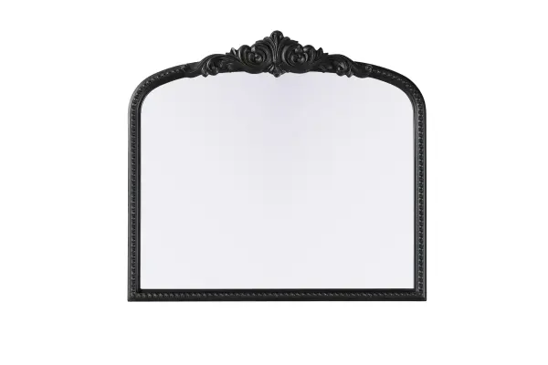 Bring classic charm and vintage character to your home with this arched wall mirror in a distressed vintage bronze finish. The hand-painted frame showcases ornate scroll and floral detailing, creating a refined, old-world aesthetic. Crafted from resin with an MDF backing board, this mirror is lightweight yet durable. Designed for vertical hanging only, it includes two metal inset hangers for easy installation (hardware not included). Whether placed above a fireplace mantel, in an entryway, or as an accent piece in a living room, this mirror enhances the space with its architectural beauty. Available in multiple sizes and an alternative antique brass finish, it is a versatile addition to classic, vintage, or French-inspired interiors. Collection: Naomi Rooms: entry way, living room, dining room, bedroom, office Finish: Vintage Bronze Width: 33.00" Height: 30.00" Weight: 19.00 lb Material: Resin Country of Origin: Vietnam Manufacturer Warranty: 1 year limited