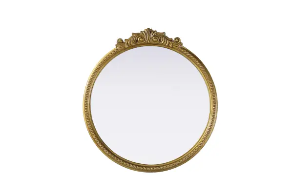 Dimensions
Width: 24"
Height: 25.6"
Depth: 1.4"
Specifications
Assembly Required: No
Distressed Finish: Yes
Finish (Color): Antique Brass
Mirror Material: Resin
Frameless: No
Hardware Finish: Nickel
Harware Material: Metal
Mirror Frame Shape: Round
Mirror Hanging Orientation: Vertical
Mirror Mounting: Metal Inset hanger
Mirror Type: Resin wall mirror
Product Shape: Round
Product Type: Decorative Mirrors
Product Warranty: 1 year limited
#N/A
14
Wire Included: No
Shipment type: Small Parcel