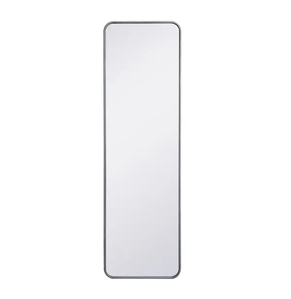Enhance the appeal of your home or office with this modern mirror, featuring a thin rounded metal edges in a deep profile, reflecting a minimalist's design and trendy styling. To ensure your home safety, we used four metal hanger ring that are securely welded to the back of the metal frame , which sit on top of the frame for easy hanging. We recommend using suitable heavy duty picture/mirror hooks, selecting the best type of fixing for the particular wall you wish to hang the mirror on, using the appropriate rawl plug if required. Collection: Evermore Rooms: living room, entryway, bathroom, office Finish: Silver Width: 1.00" Height: 60.00" Length: 18.00" Weight: 22.00 lb Extension from Wall: 0.16" Material: iron and MDF Country of Origin: China Manufacturer Warranty: 1 year limited Spec Sheet