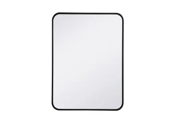 Enhance the appeal of your home or office with this modern mirror, featuring a thin rounded metal edges in a deep profile, reflecting a minimalist's design and trendy styling. To ensure your home safety, we used four metal hanger ring that are securely welded to the back of the metal frame , which sit on top of the frame for easy hanging. We recommend using suitable heavy duty picture/mirror hooks, selecting the best type of fixing for the particular wall you wish to hang the mirror on, using the appropriate rawl plug if required. Collection: Evermore Rooms: living room, entryway, bathroom, office Finish: Black Width: 1.00" Height: 30.00" Length: 22.00" Weight: 14.00 lb Extension from Wall: 0.16" Material: iron and MDF Country of Origin: China Manufacturer Warranty: 1 year limited Spec Sheet