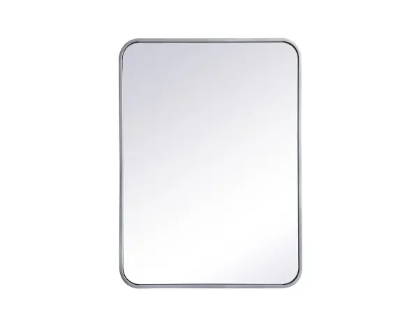 Enhance the appeal of your home or office with this modern mirror, featuring a thin rounded metal edges in a deep profile, reflecting a minimalist's design and trendy styling. To ensure your home safety, we used four metal hanger ring that are securely welded to the back of the metal frame , which sit on top of the frame for easy hanging. We recommend using suitable heavy duty picture/mirror hooks, selecting the best type of fixing for the particular wall you wish to hang the mirror on, using the appropriate rawl plug if required. Collection: Evermore Rooms: living room, entryway, bathroom, office Finish: Silver Width: 1.00" Height: 30.00" Length: 22.00" Weight: 14.00 lb Extension from Wall: 0.16" Material: iron and MDF Country of Origin: China Manufacturer Warranty: 1 year limited Spec Sheet