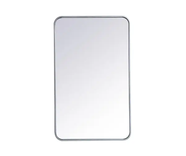 Enhance the appeal of your home or office with this modern mirror, featuring a thin rounded metal edges in a deep profile, reflecting a minimalist's design and trendy styling. To ensure your home safety, we used four metal hanger ring that are securely welded to the back of the metal frame , which sit on top of the frame for easy hanging. We recommend using suitable heavy duty picture/mirror hooks, selecting the best type of fixing for the particular wall you wish to hang the mirror on, using the appropriate rawl plug if required. Collection: Evermore Rooms: living room, entryway, bathroom, office Finish: Silver Width: 1.00" Height: 36.00" Length: 22.00" Weight: 17.00 lb Extension from Wall: 0.16" Material: iron and MDF Country of Origin: China Manufacturer Warranty: 1 year limited Spec Sheet