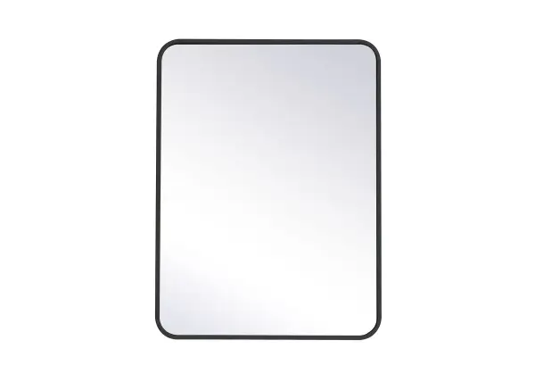 Enhance the appeal of your home or office with this modern mirror, featuring a thin rounded metal edges in a deep profile, reflecting a minimalist's design and trendy styling. To ensure your home safety, we used four metal hanger ring that are securely welded to the back of the metal frame , which sit on top of the frame for easy hanging. We recommend using suitable heavy duty picture/mirror hooks, selecting the best type of fixing for the particular wall you wish to hang the mirror on, using the appropriate rawl plug if required. Collection: Evermore Rooms: living room, entryway, bathroom, office Finish: Black Width: 1.00" Height: 32.00" Length: 24.00" Weight: 14.00 lb Extension from Wall: 0.16" Material: iron and MDF Country of Origin: China Manufacturer Warranty: 1 year limited Spec Sheet