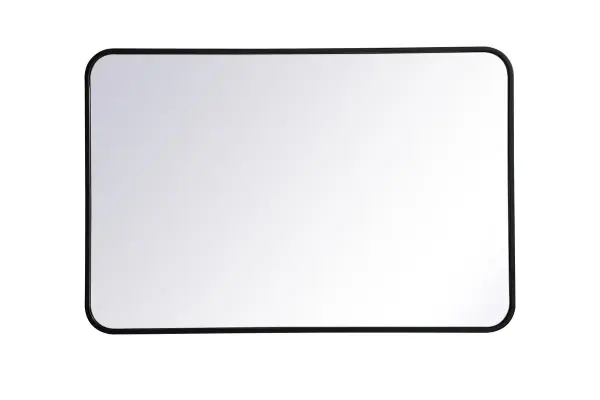 Enhance the appeal of your home or office with this modern mirror, featuring a thin rounded metal edges in a deep profile, reflecting a minimalist's design and trendy styling. To ensure your home safety, we used four metal hanger ring that are securely welded to the back of the metal frame , which sit on top of the frame for easy hanging. We recommend using suitable heavy duty picture/mirror hooks, selecting the best type of fixing for the particular wall you wish to hang the mirror on, using the appropriate rawl plug if required. Collection: Evermore Rooms: living room, entryway, bathroom, office Finish: Black Width: 1.00" Height: 36.00" Length: 24.00" Weight: 18.00 lb Extension from Wall: 0.16" Material: iron and MDF Country of Origin: China Manufacturer Warranty: 1 year limited Spec Sheet