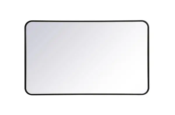 Enhance the appeal of your home or office with this modern mirror, featuring a thin rounded metal edges in a deep profile, reflecting a minimalist's design and trendy styling. To ensure your home safety, we used four metal hanger ring that are securely welded to the back of the metal frame , which sit on top of the frame for easy hanging. We recommend using suitable heavy duty picture/mirror hooks, selecting the best type of fixing for the particular wall you wish to hang the mirror on, using the appropriate rawl plug if required. Collection: Evermore Rooms: living room, entryway, bathroom, office Finish: Black Width: 1.00" Height: 40.00" Length: 24.00" Weight: 18.00 lb Extension from Wall: 0.16" Material: iron and MDF Country of Origin: China Manufacturer Warranty: 1 year limited Spec Sheet