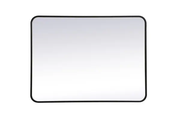 Enhance the appeal of your home or office with this modern mirror, featuring a thin rounded metal edges in a deep profile, reflecting a minimalist's design and trendy styling. To ensure your home safety, we used four metal hanger ring that are securely welded to the back of the metal frame , which sit on top of the frame for easy hanging. We recommend using suitable heavy duty picture/mirror hooks, selecting the best type of fixing for the particular wall you wish to hang the mirror on, using the appropriate rawl plug if required. Collection: Evermore Rooms: living room, entryway, bathroom, office Finish: Black Width: 1.00" Height: 36.00" Length: 27.00" Weight: 20.00 lb Extension from Wall: 0.16" Material: iron and MDF Country of Origin: China Manufacturer Warranty: 1 year limited Spec Sheet