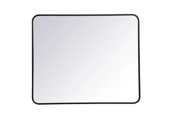 Enhance the appeal of your home or office with this modern mirror, featuring a thin rounded metal edges in a deep profile, reflecting a minimalist's design and trendy styling. To ensure your home safety, we used four metal hanger ring that are securely welded to the back of the metal frame , which sit on top of the frame for easy hanging. We recommend using suitable heavy duty picture/mirror hooks, selecting the best type of fixing for the particular wall you wish to hang the mirror on, using the appropriate rawl plug if required. Collection: Evermore Rooms: living room, entryway, bathroom, office Finish: Black Width: 1.00" Height: 36.00" Length: 30.00" Weight: 24.00 lb Extension from Wall: 0.16" Material: iron and MDF Country of Origin: China Manufacturer Warranty: 1 year limited Spec Sheet
