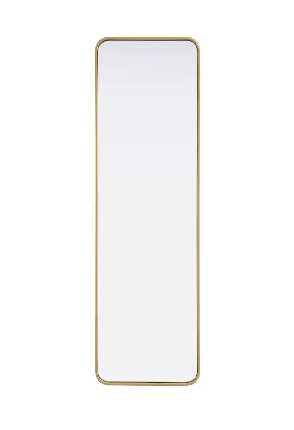Elevate your home décor with this versatile wall mirror that combines functionality and modern design. Made from a sturdy combination of MDF, iron, and reflective mirror glass, this piece is built to last while adding a polished finish to any room. The extended depth of the frame not only provides a striking dimensional effect but also ensures the mirror's presence commands attention as a focal point. Whether you're decorating a bedroom, bathroom, or entryway, its diverse shapes—including rectangle and square—offer plenty of options to suit your style. The hand-painted black, brass, or silver finish brings a subtle yet striking touch, complemented by rounded corners for a smooth and contemporary aesthetic. With four metal inset hangers, it's ready to hang vertically or horizontally, ensuring flexibility for any layout. Available in multiple sizes, this mirror is a statement piece that blends seamlessly into both modern and classic spaces. Collection: Remy Rooms: Hallway, Living room, Bedroom, Entry Way, Office Finish: Brass Width: 18.00" Height: 60.00" Weight: 31.00 lb Extension from Wall: 2.00" Material: Iron and MDF Country of Origin: China Manufacturer Warranty: 1 year limited