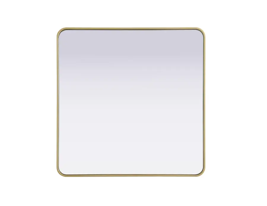 Remy 36" Square Wall Mirror in Brass - Image 1