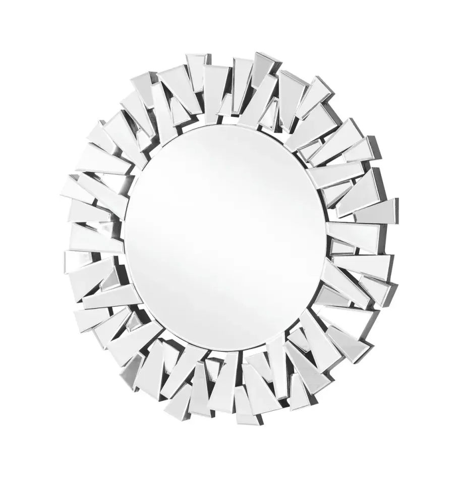 Modern Round Sunburst Mirror in Clear