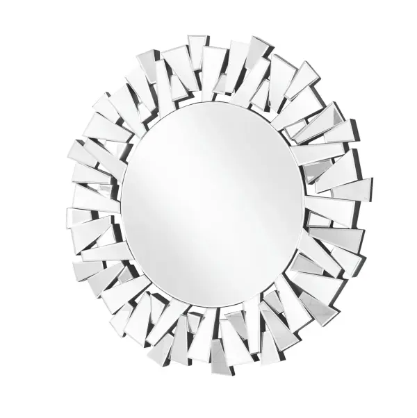 Modern Round Sunburst Mirror in Clear