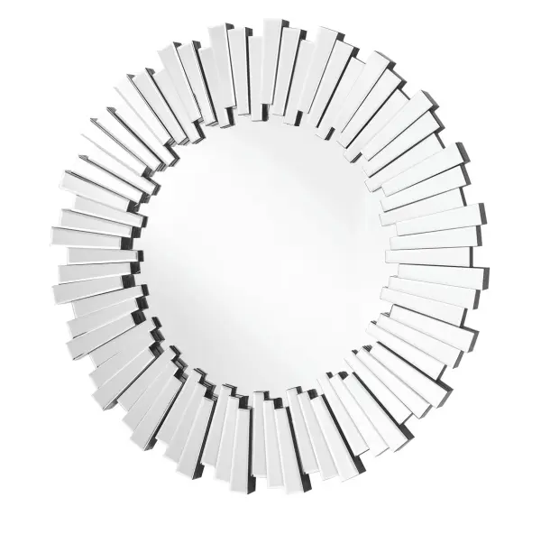 Modern Round Sunburst Mirror in Clear