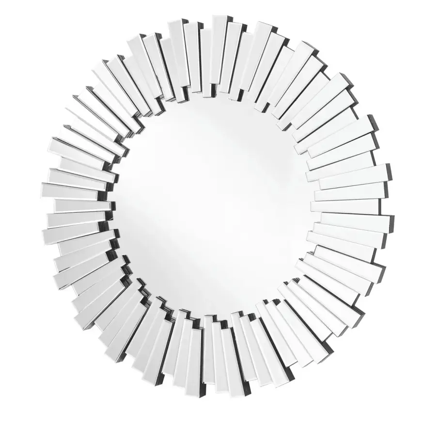 Modern Round Sunburst Mirror in Clear