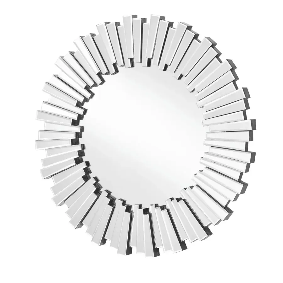 Modern Round Sunburst Mirror in Clear