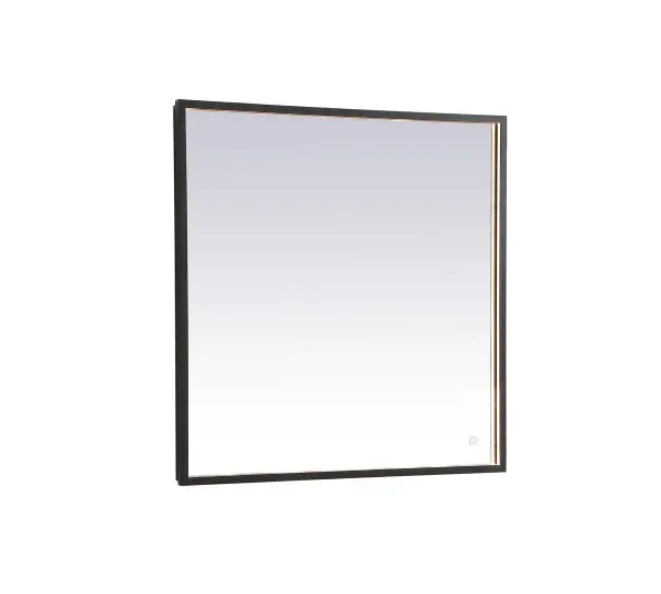 The Piers led hardwired bathroom mirror is the most versatile and aesthetically pleasing for your space. Its bright white/warm white/cool white light is diffused behind the aluminum frame illuminating a soft glow. With a touch sensor feature, three different color options can be optimized for your mood. Comes equipped with a dimmer, a truly versatile led mirror. These can be mounted both vertically or horizontal, perfect for over the bathroom vanity. Mounting the hardwire mirror is fairly easy, just install directly to a wall junction box and use the provided hanging cleats. No need to decide which led color temperature to purchase, this mirror has it all, it's perfect for your moden bathroom needs! Collection: Pier Rooms: bathroom, entryway, bedroom, living room Finish: Black Width: 30.00" Height: 30.00" Length: 30.00" Weight: 22.00 lb Extension from Wall: 1.70" Wire: 59" Black Canopy: 29.45"x39.45" Bulbs Included Number of Bulbs: 1 Maximum Wattage: 33.30 W Bulb Type: Strip Bulb Base: Strip Light Source: LED Light Output: 292.20 lm Color Temperature: 3000 K CRI: 90 Dimmable Beam Spread: 120.00° Rated Average Life: 30000+ Voltage: 120.00 V Material: Aluminum and Mirror and LED Country of Origin: China Safety Listing: ETL Safety Rating: Damp Title 20 Title 24 LED Manufacturer Warranty: 1 year limited