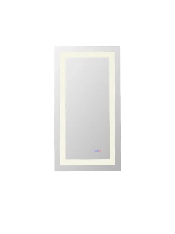 Redefine your daily routine with this ultra-modern LED mirror, designed to offer the perfect blend of style and functionality. Featuring both front and back illumination, this mirror provides a soft yet powerful glow that enhances your space with a luxurious ambiance. The adjustable color temperature (ranging from 3000K to 6400K) allows you to customize the warmth or coolness of your lighting, while the dimmable function lets you create the perfect brightness level. With a 90 CRI rating, this mirror ensures accurate color representation, making it perfect for grooming, makeup application, or daily self-care. The built-in defogger keeps your reflection clear and can be turned on or off at your convenience. Thanks to the touch sensor controls, adjusting your mirror's settings is effortless, and the memory function saves your last preferred settings for a seamless experience. Designed for versatile installation, this mirror can be hung vertically or horizontally using the included French cleats, making it a stunning and adaptable addition to any bathroom or vanity. It can be hardwired or connected to a wall switch for your convenience. Elevate your space with a mirror that not only reflects your image but also enhances your everyday routine with smart, modern lighting. Collection: Riven Rooms: Bathroom Finish: white Width: 36.00" Height: 18.00" Weight: 17.00 lb Extension from Wall: 1.50" Wire: 70.8" Black Bulbs Included Number of Bulbs: 2 Bulb Type: Strip Light Source: LED Light Output: 4000.00 lm Delivered Lumens: 3600.00 lm Color Temperature: 3000 K CRI: 90 Dimmable Voltage: 120.00 V Material: Iron and Mirror Country of Origin: China Safety Listing: UL Safety Rating: Damp LED Manufacturer Warranty: 1 year limited