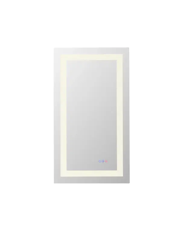 Redefine your daily routine with this ultra-modern LED mirror, designed to offer the perfect blend of style and functionality. Featuring both front and back illumination, this mirror provides a soft yet powerful glow that enhances your space with a luxurious ambiance. The adjustable color temperature (ranging from 3000K to 6400K) allows you to customize the warmth or coolness of your lighting, while the dimmable function lets you create the perfect brightness level. With a 90 CRI rating, this mirror ensures accurate color representation, making it perfect for grooming, makeup application, or daily self-care. The built-in defogger keeps your reflection clear and can be turned on or off at your convenience. Thanks to the touch sensor controls, adjusting your mirror's settings is effortless, and the memory function saves your last preferred settings for a seamless experience. Designed for versatile installation, this mirror can be hung vertically or horizontally using the included French cleats, making it a stunning and adaptable addition to any bathroom or vanity. It can be hardwired or connected to a wall switch for your convenience. Elevate your space with a mirror that not only reflects your image but also enhances your everyday routine with smart, modern lighting. Collection: Riven Rooms: Bathroom Finish: white Width: 36.00" Height: 20.00" Weight: 18.00 lb Extension from Wall: 1.50" Wire: 70.8" Black Bulbs Included Number of Bulbs: 2 Bulb Type: Strip Light Source: LED Light Output: 4200.00 lm Delivered Lumens: 3800.00 lm Color Temperature: 3000 K CRI: 90 Dimmable Voltage: 120.00 V Material: Iron and Mirror Country of Origin: China Safety Listing: UL Safety Rating: Damp LED Manufacturer Warranty: 1 year limited