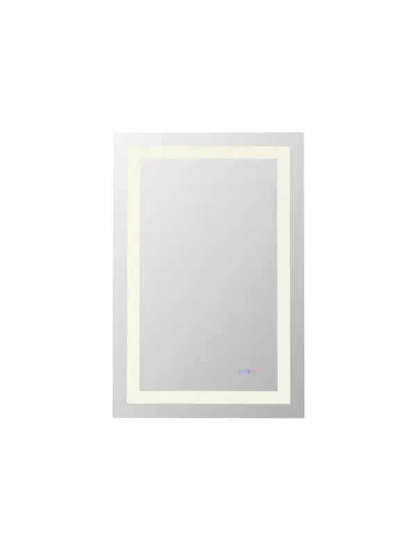 Redefine your daily routine with this ultra-modern LED mirror, designed to offer the perfect blend of style and functionality. Featuring both front and back illumination, this mirror provides a soft yet powerful glow that enhances your space with a luxurious ambiance. The adjustable color temperature (ranging from 3000K to 6400K) allows you to customize the warmth or coolness of your lighting, while the dimmable function lets you create the perfect brightness level. With a 90 CRI rating, this mirror ensures accurate color representation, making it perfect for grooming, makeup application, or daily self-care. The built-in defogger keeps your reflection clear and can be turned on or off at your convenience. Thanks to the touch sensor controls, adjusting your mirror's settings is effortless, and the memory function saves your last preferred settings for a seamless experience. Designed for versatile installation, this mirror can be hung vertically or horizontally using the included French cleats, making it a stunning and adaptable addition to any bathroom or vanity. It can be hardwired or connected to a wall switch for your convenience. Elevate your space with a mirror that not only reflects your image but also enhances your everyday routine with smart, modern lighting. Collection: Riven Rooms: Bathroom Finish: white Width: 36.00" Height: 24.00" Weight: 21.00 lb Extension from Wall: 1.50" Wire: 70.8" Black Bulbs Included Number of Bulbs: 2 Bulb Type: Strip Light Source: LED Light Output: 4500.00 lm Delivered Lumens: 4050.00 lm Color Temperature: 3000 K CRI: 90 Dimmable Voltage: 120.00 V Material: Iron and Mirror Country of Origin: China Safety Listing: UL Safety Rating: Damp LED Manufacturer Warranty: 1 year limited
