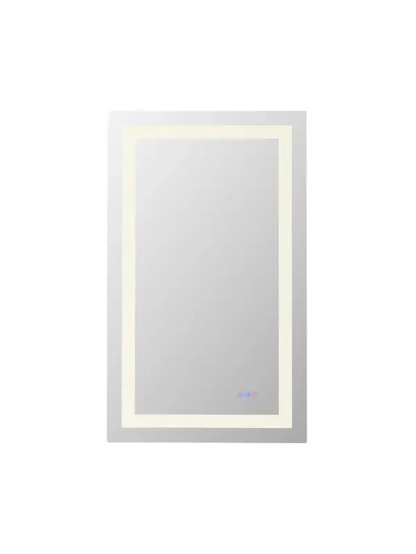 Redefine your daily routine with this ultra-modern LED mirror, designed to offer the perfect blend of style and functionality. Featuring both front and back illumination, this mirror provides a soft yet powerful glow that enhances your space with a luxurious ambiance. The adjustable color temperature (ranging from 3000K to 6400K) allows you to customize the warmth or coolness of your lighting, while the dimmable function lets you create the perfect brightness level. With a 90 CRI rating, this mirror ensures accurate color representation, making it perfect for grooming, makeup application, or daily self-care. The built-in defogger keeps your reflection clear and can be turned on or off at your convenience. Thanks to the touch sensor controls, adjusting your mirror's settings is effortless, and the memory function saves your last preferred settings for a seamless experience. Designed for versatile installation, this mirror can be hung vertically or horizontally using the included French cleats, making it a stunning and adaptable addition to any bathroom or vanity. It can be hardwired or connected to a wall switch for your convenience. Elevate your space with a mirror that not only reflects your image but also enhances your everyday routine with smart, modern lighting. Collection: Riven Rooms: Bathroom Finish: white Width: 40.00" Height: 24.00" Weight: 24.00 lb Extension from Wall: 1.50" Wire: 70.8" Black Bulbs Included Number of Bulbs: 2 Bulb Type: Strip Light Source: LED Light Output: 5000.00 lm Delivered Lumens: 4500.00 lm Color Temperature: 3000 K CRI: 90 Dimmable Voltage: 120.00 V Material: Iron and Mirror Country of Origin: China Safety Listing: UL Safety Rating: Damp LED Manufacturer Warranty: 1 year limited