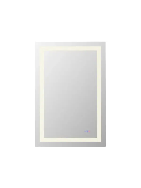 Redefine your daily routine with this ultra-modern LED mirror, designed to offer the perfect blend of style and functionality. Featuring both front and back illumination, this mirror provides a soft yet powerful glow that enhances your space with a luxurious ambiance. The adjustable color temperature (ranging from 3000K to 6400K) allows you to customize the warmth or coolness of your lighting, while the dimmable function lets you create the perfect brightness level. With a 90 CRI rating, this mirror ensures accurate color representation, making it perfect for grooming, makeup application, or daily self-care. The built-in defogger keeps your reflection clear and can be turned on or off at your convenience. Thanks to the touch sensor controls, adjusting your mirror's settings is effortless, and the memory function saves your last preferred settings for a seamless experience. Designed for versatile installation, this mirror can be hung vertically or horizontally using the included French cleats, making it a stunning and adaptable addition to any bathroom or vanity. It can be hardwired or connected to a wall switch for your convenience. Elevate your space with a mirror that not only reflects your image but also enhances your everyday routine with smart, modern lighting. Collection: Riven Rooms: Bathroom Finish: white Width: 40.00" Height: 27.00" Weight: 26.00 lb Extension from Wall: 1.50" Wire: 70.8" Black Bulbs Included Number of Bulbs: 2 Bulb Type: Strip Light Source: LED Light Output: 5500.00 lm Delivered Lumens: 4950.00 lm Color Temperature: 3000 K CRI: 90 Dimmable Voltage: 120.00 V Material: Iron and Mirror Country of Origin: China Safety Listing: UL Safety Rating: Damp LED Manufacturer Warranty: 1 year limited