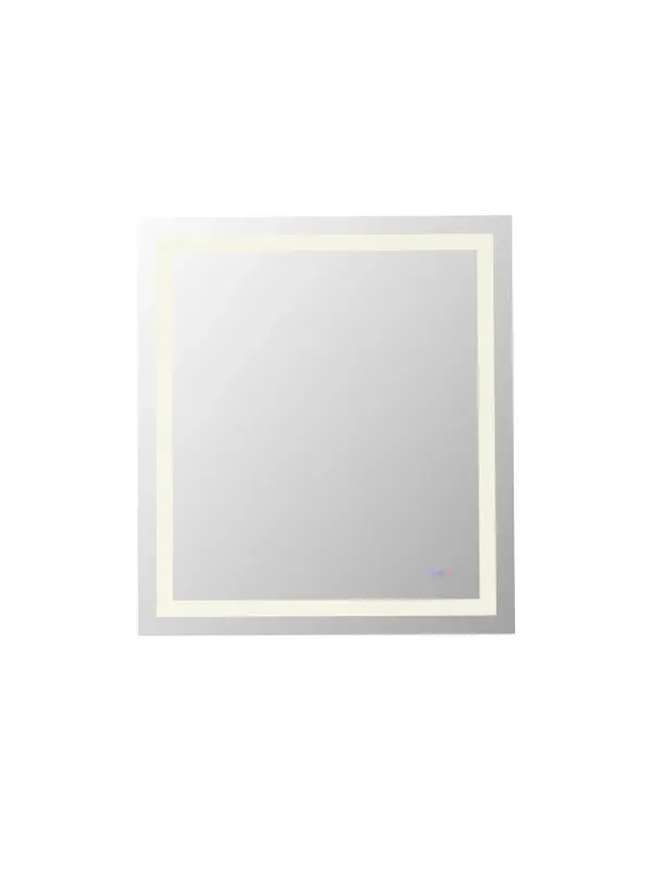 Redefine your daily routine with this ultra-modern LED mirror, designed to offer the perfect blend of style and functionality. Featuring both front and back illumination, this mirror provides a soft yet powerful glow that enhances your space with a luxurious ambiance. The adjustable color temperature (ranging from 3000K to 6400K) allows you to customize the warmth or coolness of your lighting, while the dimmable function lets you create the perfect brightness level. With a 90 CRI rating, this mirror ensures accurate color representation, making it perfect for grooming, makeup application, or daily self-care. The built-in defogger keeps your reflection clear and can be turned on or off at your convenience. Thanks to the touch sensor controls, adjusting your mirror's settings is effortless, and the memory function saves your last preferred settings for a seamless experience. Designed for versatile installation, this mirror can be hung vertically or horizontally using the included French cleats, making it a stunning and adaptable addition to any bathroom or vanity. It can be hardwired or connected to a wall switch for your convenience. Elevate your space with a mirror that not only reflects your image but also enhances your everyday routine with smart, modern lighting. Collection: Riven Rooms: Bathroom Finish: white Width: 40.00" Height: 36.00" Weight: 33.00 lb Extension from Wall: 1.50" Wire: 70.8" Black Bulbs Included Number of Bulbs: 2 Bulb Type: Strip Light Source: LED Light Output: 5500.00 lm Delivered Lumens: 4950.00 lm Color Temperature: 3000 K CRI: 90 Dimmable Voltage: 120.00 V Material: Iron and Mirror Country of Origin: China Safety Listing: UL Safety Rating: Damp LED Manufacturer Warranty: 1 year limited