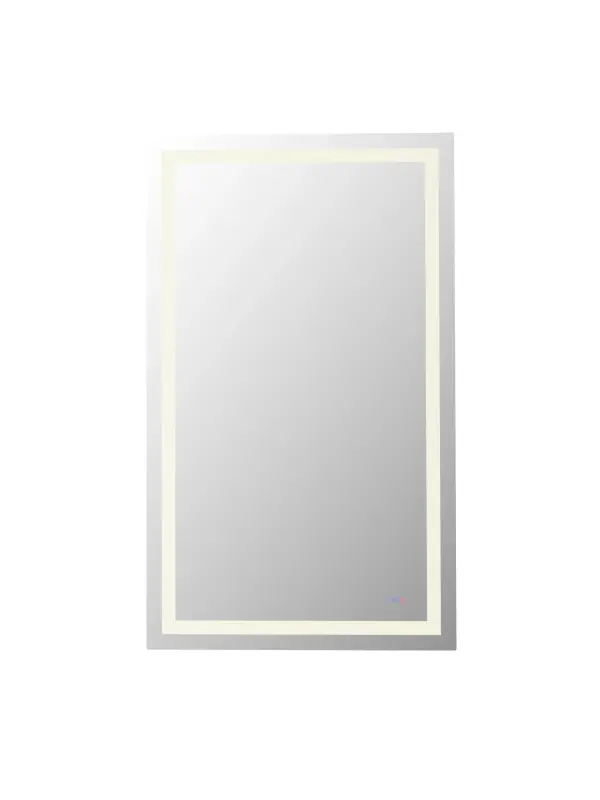 Redefine your daily routine with this ultra-modern LED mirror, designed to offer the perfect blend of style and functionality. Featuring both front and back illumination, this mirror provides a soft yet powerful glow that enhances your space with a luxurious ambiance. The adjustable color temperature (ranging from 3000K to 6400K) allows you to customize the warmth or coolness of your lighting, while the dimmable function lets you create the perfect brightness level. With a 90 CRI rating, this mirror ensures accurate color representation, making it perfect for grooming, makeup application, or daily self-care. The built-in defogger keeps your reflection clear and can be turned on or off at your convenience. Thanks to the touch sensor controls, adjusting your mirror's settings is effortless, and the memory function saves your last preferred settings for a seamless experience. Designed for versatile installation, this mirror can be hung vertically or horizontally using the included French cleats, making it a stunning and adaptable addition to any bathroom or vanity. It can be hardwired or connected to a wall switch for your convenience. Elevate your space with a mirror that not only reflects your image but also enhances your everyday routine with smart, modern lighting. Collection: Riven Rooms: Bathroom Finish: white Width: 60.00" Height: 36.00" Weight: 47.00 lb Extension from Wall: 1.50" Wire: 70.8" Black Bulbs Included Number of Bulbs: 2 Bulb Type: Strip Light Source: LED Light Output: 5500.00 lm Delivered Lumens: 4950.00 lm Color Temperature: 3000 K CRI: 90 Dimmable Voltage: 120.00 V Material: Iron and Mirror Country of Origin: China Safety Listing: UL Safety Rating: Damp LED Manufacturer Warranty: 1 year limited