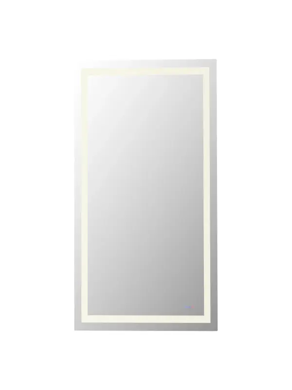 Redefine your daily routine with this ultra-modern LED mirror, designed to offer the perfect blend of style and functionality. Featuring both front and back illumination, this mirror provides a soft yet powerful glow that enhances your space with a luxurious ambiance. The adjustable color temperature (ranging from 3000K to 6400K) allows you to customize the warmth or coolness of your lighting, while the dimmable function lets you create the perfect brightness level. With a 90 CRI rating, this mirror ensures accurate color representation, making it perfect for grooming, makeup application, or daily self-care. The built-in defogger keeps your reflection clear and can be turned on or off at your convenience. Thanks to the touch sensor controls, adjusting your mirror's settings is effortless, and the memory function saves your last preferred settings for a seamless experience. Designed for versatile installation, this mirror can be hung vertically or horizontally using the included French cleats, making it a stunning and adaptable addition to any bathroom or vanity. It can be hardwired or connected to a wall switch for your convenience. Elevate your space with a mirror that not only reflects your image but also enhances your everyday routine with smart, modern lighting. Collection: Riven Rooms: Bathroom Finish: white Width: 72.00" Height: 36.00" Weight: 56.00 lb Extension from Wall: 1.50" Wire: 70.8" Black Bulbs Included Number of Bulbs: 2 Bulb Type: Strip Light Source: LED Light Output: 5600.00 lm Delivered Lumens: 5050.00 lm Color Temperature: 3000 K CRI: 90 Dimmable Voltage: 120.00 V Material: Iron and Mirror Country of Origin: China Safety Listing: UL Safety Rating: Damp LED Manufacturer Warranty: 1 year limited