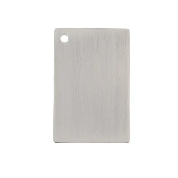 Dimensions
Length: 3"
Width: 2"
Height: 0.05"
Specifications
Finish (Color): Pewter
Product Type: Metal Finsh Sample
1
Wire Included: No
Shipment type: small parcel
US Shipping Cost: $13.00