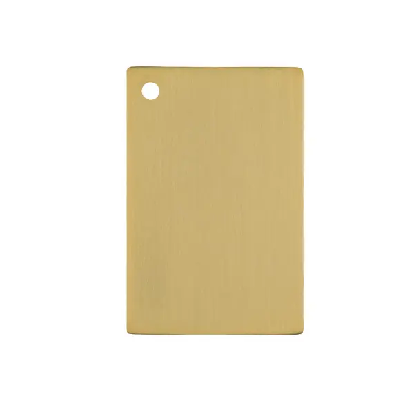 Dimensions
Length: 3"
Width: 2"
Height: 0.05"
Specifications
Finish (Color): Satin Gold
Product Type: Metal Finsh Sample
Weight: 0.05
Wire Included: No
Shipment type: small parcel
US Shipping Cost: $13.00