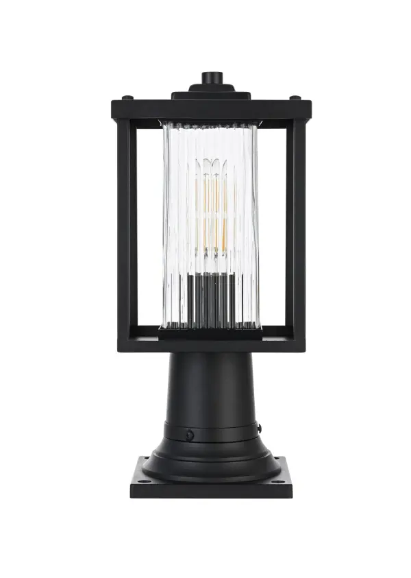 Dimensions
Length: 7"
Width: 7"
Height: 14.5"
Wire Length: 12"
Specifications
Assembly Required: Yes
Bulb Included: No
Crystal/Glass Color: Clear
Dimmable: Yes
Distressed Finish: no
Dry/Wet/Damp: WET
ETL: Yes
Finish (Color): Black
Fixture Material: Iron and Glass
Hardware Finish: Black
Harware Material: Iron
Max/Nominal Watt: 60W
Number of Lights: 1
Product Shape: Rectangle
Product Type: Outdoor Lighting
Product Warranty: 1 year limited
Socket Type: E26
Voltage: 110V
Wattage/Bulb: 60W
Weight: 5
Wire Included: Yes
Shipment type: Small Parcel