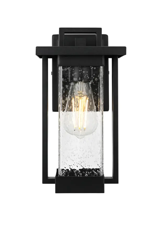 Dimensions
Length: 7"
Width: 6.5"
Height: 12"
Extension: 6"
Wire Length: 12"
Specifications
Assembly Required: Yes
Bulb Included: No
Crystal/Glass Color: Clear
Dimmable: Yes
Distressed Finish: no
Dry/Wet/Damp: WET
ETL: Yes
Finish (Color): Black
Fixture Material: Iron and Glass
Hardware Finish: Black
Harware Material: Iron
Max/Nominal Watt: 60W
Number of Lights: 1
Product Shape: Rectangle
Product Type: Outdoor Lighting
Product Warranty: 1 year limited
Socket Type: E26
Voltage: 110V
Wattage/Bulb: 60W
Weight: 4
Wire Included: Yes
Shipment type: Small Parcel