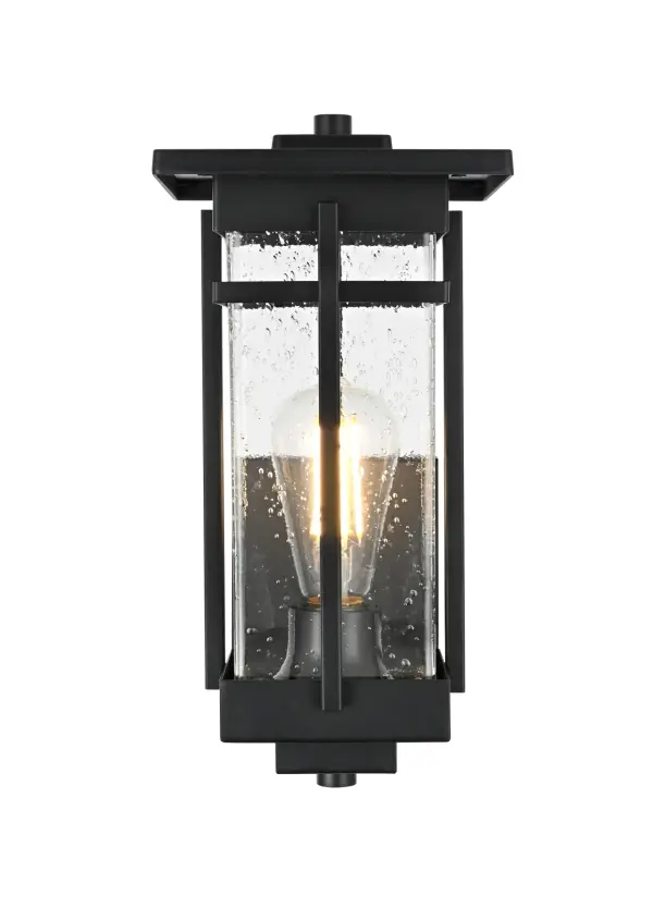 Dimensions
Length: 6"
Width: 6.5"
Height: 13"
Extension: 7"
Wire Length: 12"
Specifications
Assembly Required: Yes
Bulb Included: No
Crystal/Glass Color: Clear
Dimmable: Yes
Distressed Finish: no
Dry/Wet/Damp: WET
ETL: Yes
Finish (Color): Black
Fixture Material: Iron and Glass
Hardware Finish: Black
Harware Material: Iron
Max/Nominal Watt: 60W
Number of Lights: 1
Product Shape: Rectangle
Product Type: Outdoor Lighting
Product Warranty: 1 year limited
Socket Type: E26
Voltage: 110V
Wattage/Bulb: 60W
Weight: 5
Wire Included: Yes
Shipment type: Small Parcel