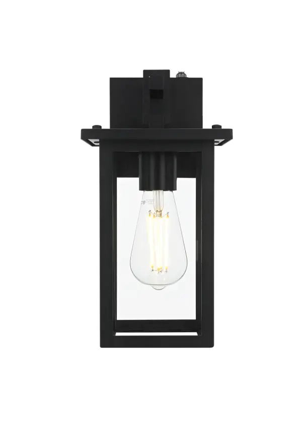 Dimensions
Length: 7"
Width: 6"
Height: 12.5"
Extension: 7"
Wire Length: 12"
Specifications
Assembly Required: Yes
Bulb Included: No
Crystal/Glass Color: Clear
Dimmable: Yes
Distressed Finish: no
Dry/Wet/Damp: WET
ETL: Yes
Finish (Color): Black
Fixture Material: Iron and Glass
Hardware Finish: Black
Harware Material: Iron
Max/Nominal Watt: 60W
Number of Lights: 1
Product Shape: Rectangle
Product Type: Outdoor Lighting
Product Warranty: 1 year limited
Socket Type: E26
Voltage: 110V
Wattage/Bulb: 60W
Weight: 4
Wire Included: Yes
Shipment type: Small Parcel