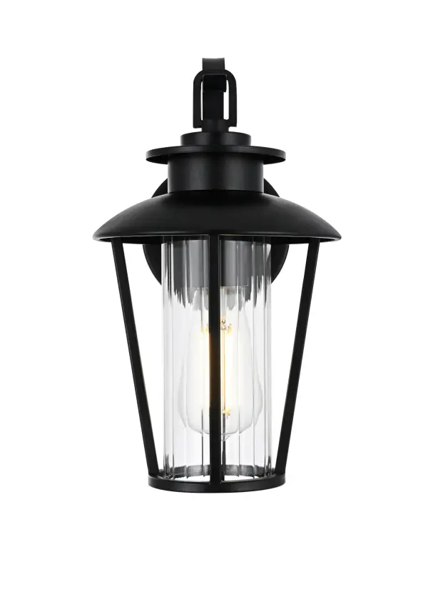Dimensions
Length: 9"
Width: 7"
Height: 12.5"
Extension: 8"
Wire Length: 12"
Specifications
Assembly Required: Yes
Bulb Included: No
Crystal/Glass Color: Clear
Dimmable: Yes
Distressed Finish: no
Dry/Wet/Damp: WET
ETL: Yes
Finish (Color): Black
Fixture Material: Iron and Glass
Hardware Finish: Black
Harware Material: Iron
Max/Nominal Watt: 60W
Number of Lights: 1
Product Type: Outdoor Lighting
Product Warranty: 1 year limited
Socket Type: E26
Voltage: 110V
Wattage/Bulb: 60W
Weight: 3
Wire Included: Yes
Shipment type: Small Parcel