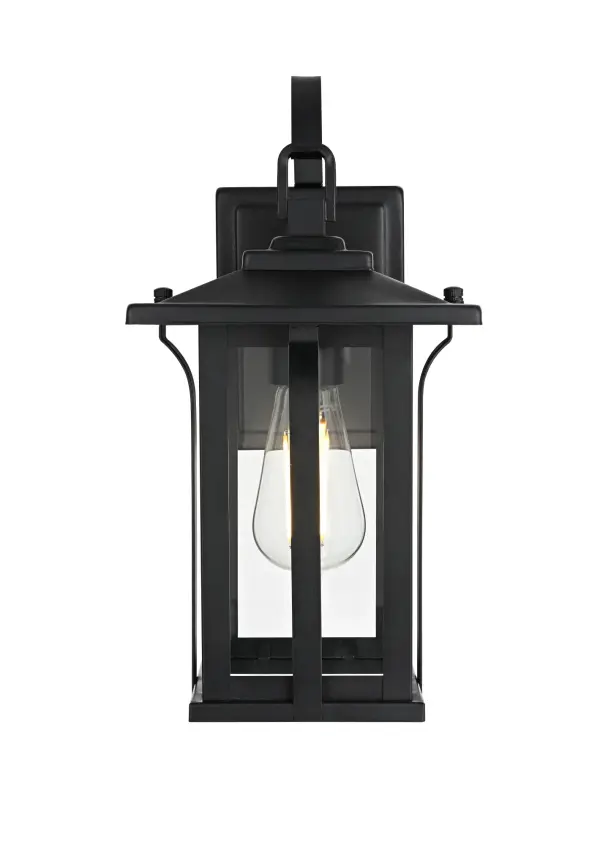 Dimensions
Width: 7"
Height: 13.5"
Extension: 8"
Wire Length: 12"
Specifications
Assembly Required: Yes
Bulb Included: No
Crystal/Glass Color: Clear
Dimmable: Yes
Distressed Finish: no
Dry/Wet/Damp: WET
ETL: Yes
Finish (Color): Black
Fixture Material: Iron and Glass
Hardware Finish: Black
Harware Material: Iron
Max/Nominal Watt: 60W
Number of Lights: 1
Product Shape: Rectangle
Product Type: Outdoor Lighting
Product Warranty: 1 year limited
Socket Type: E26
Voltage: 110V
Wattage/Bulb: 60W
Weight: 5
Wire Included: Yes
Shipment type: Small Parcel