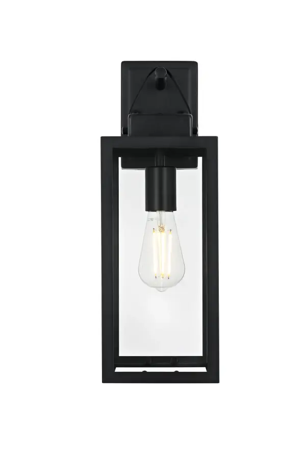 Dimensions
Width: 6"
Height: 17.5"
Extension: 8"
Wire Length: 12"
Specifications
Assembly Required: Yes
Bulb Included: No
Crystal/Glass Color: Clear
Dimmable: Yes
Distressed Finish: no
Dry/Wet/Damp: WET
ETL: Yes
Finish (Color): Black
Fixture Material: Iron and Glass
Hardware Finish: Black
Harware Material: Iron
Max/Nominal Watt: 60W
Number of Lights: 1
Product Shape: Rectangle
Product Type: Outdoor Lighting
Product Warranty: 1 year limited
Socket Type: E12
Voltage: 110V
Wattage/Bulb: 60W
Weight: 6
Wire Included: Yes
Shipment type: Small Parcel