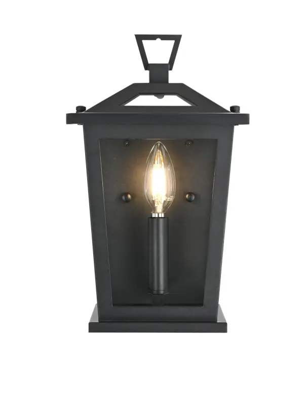 Dimensions
Length: 6"
Width: 7"
Height: 12"
Extension: 6"
Wire Length: 12"
Specifications
Assembly Required: Yes
Bulb Included: No
Crystal/Glass Color: Clear
Dimmable: Yes
Distressed Finish: no
Dry/Wet/Damp: WET
ETL: Yes
Finish (Color): Black
Fixture Material: Iron and Glass
Hardware Finish: Black
Harware Material: Iron
Max/Nominal Watt: 60W
Number of Lights: 1
Product Type: Outdoor Lighting
Product Warranty: 1 year limited
Socket Type: E12
Voltage: 110V
Wattage/Bulb: 60W
Weight: 4
Wire Included: Yes
Shipment type: Small Parcel