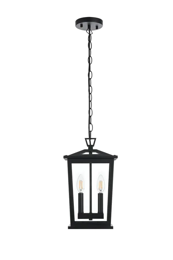 Dimensions
Chain/Rod Length: 39"
Length: 8.5"
Width: 6"
Height: 14.5"
Maximum Height: 54"
Wire Length: 59"
Specifications
Assembly Required: Yes
Bulb Included: No
Crystal/Glass Color: Clear
Dimmable: Yes
Distressed Finish: no
Dry/Wet/Damp: WET
ETL: Yes
Finish (Color): Black
Fixture Material: Iron and Glass
Hanging Device: Chain
Hardware Finish: Black
Harware Material: Iron
Max/Nominal Watt: 120W
Number of Lights: 2
Product Type: Outdoor Lighting
Product Warranty: 1 year limited
Socket Type: E12
Voltage: 110V
Wattage/Bulb: 60W
Weight: 6
Wire Included: Yes
Shipment type: Small Parcel