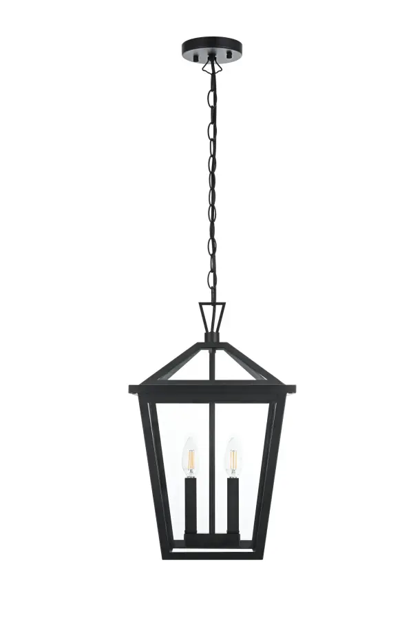 Dimensions
Chain/Rod Length: 39"
Length: 12"
Width: 12"
Height: 19"
Maximum Height: 58.5"
Wire Length: 59"
Specifications
Assembly Required: Yes
Bulb Included: No
Crystal/Glass Color: Clear
Dimmable: Yes
Distressed Finish: no
Dry/Wet/Damp: WET
ETL: Yes
Finish (Color): Black
Fixture Material: Iron and Glass
Hanging Device: Chain
Hardware Finish: Black
Harware Material: Iron
Max/Nominal Watt: 120W
Number of Lights: 2
Product Type: Outdoor Lighting
Product Warranty: 1 year limited
Socket Type: E12
Voltage: 110V
Wattage/Bulb: 60W
Weight: 10
Wire Included: Yes
Shipment type: Small Parcel