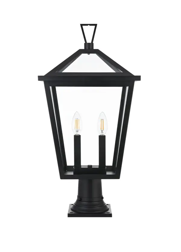 Dimensions
Length: 12"
Width: 12"
Height: 24"
Wire Length: 12"
Specifications
Assembly Required: Yes
Bulb Included: No
Crystal/Glass Color: Clear
Dimmable: Yes
Distressed Finish: no
Dry/Wet/Damp: WET
ETL: Yes
Finish (Color): Black
Fixture Material: Iron and Glass
Hardware Finish: Black
Harware Material: Iron
Max/Nominal Watt: 120W
Number of Lights: 2
Product Type: Outdoor Lighting
Product Warranty: 1 year limited
Socket Type: E12
Voltage: 110V
Wattage/Bulb: 60W
Weight: 10
Wire Included: Yes
Shipment type: Small Parcel