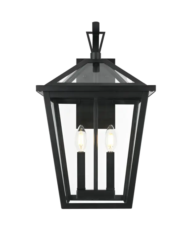 Dimensions
Length: 10"
Width: 12"
Height: 20"
Extension: 13"
Wire Length: 12"
Specifications
Assembly Required: Yes
Bulb Included: No
Crystal/Glass Color: Clear
Dimmable: Yes
Distressed Finish: no
Dry/Wet/Damp: WET
ETL: Yes
Finish (Color): Black
Fixture Material: Iron and Glass
Hardware Finish: Black
Harware Material: Iron
Max/Nominal Watt: 120W
Number of Lights: 2
Product Type: Outdoor Lighting
Product Warranty: 1 year limited
Socket Type: E12
Voltage: 110V
Wattage/Bulb: 60W
Weight: 10
Wire Included: Yes
Shipment type: Small Parcel